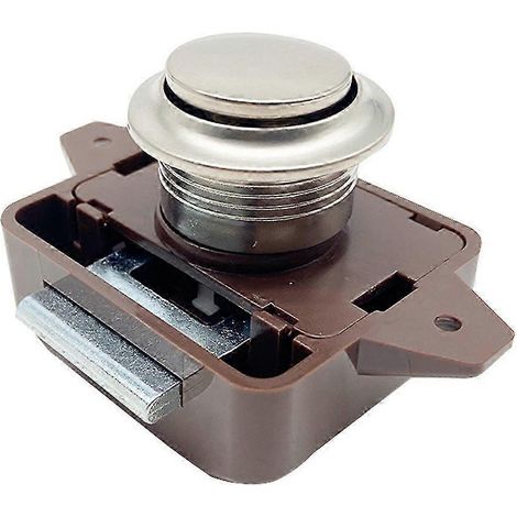 Loquet de porte d'armoire à bouton-poussoir pour camping-cars, marron et argent (1/5)