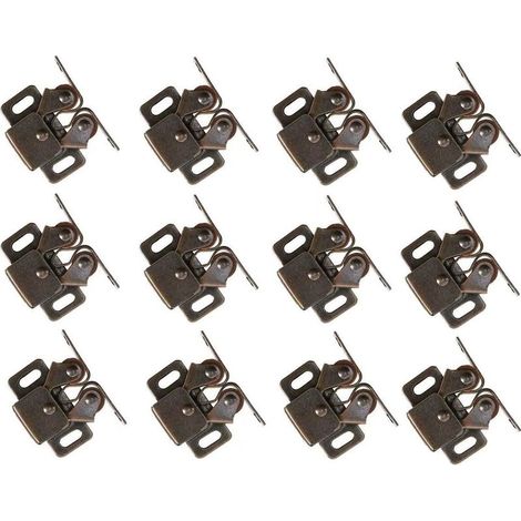 Lot de 12 Loqueteau d'Armoire à Double Rouleaux Fermetures Loquets pour Portes Laiton Poli Fermoire pour Portes Ferme-Portes pour Portes Placards Tiroirs Armoire - Bronzé (1/5)
