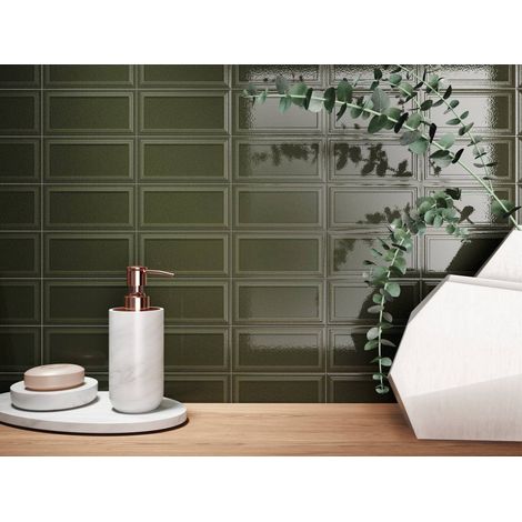 Carrelage mural faience effet classique KNIGHTSBRIDGE Brick 13x6.5cm Victorian green - Brillant - boîte de 0.47 m2 Brick 13x6.5cm Victorian green -