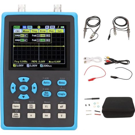 Oscilloscope Numérique avec Bande Passante 2 Canaux 120 MHz, Petit Oscilloscope Portable Prenant en Charge Le Modèle XY, Capture D'écran, FFT, pour L'analyse Harmonique (1/5)