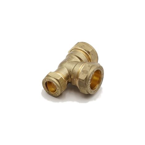 PrimaPlus Brass Compression Reduced Tee Fitting 22 x 15 x 22mm