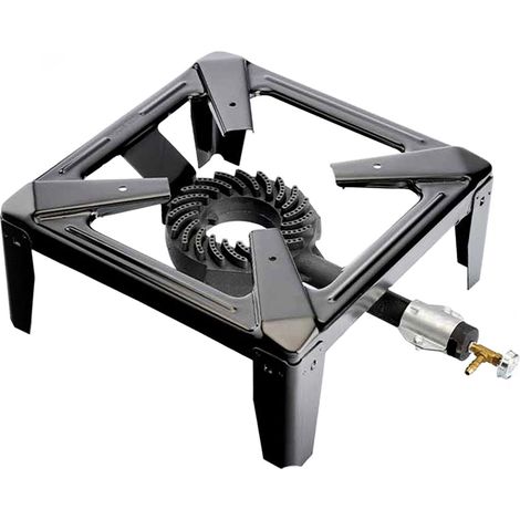 Fornello da campeggio in ghisa e acciaio da 8,5 kW con 4 Piedi, regolatore di fiamma e bruciatore da 170 mm - misura 40x40x19 cm (1/5)