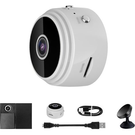 Camera Mini Sans Fil - 1080P - Vision Nocturne 6 M - Enregistrement Carte SD - WiFi 2,4 GHz - Pour Sécurité Intérieure Extérieure Voiture - 1 Pièce (1/5)