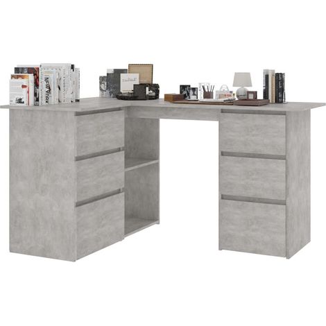 Bureau d'angle Gris béton 145x100x76 (1/5)