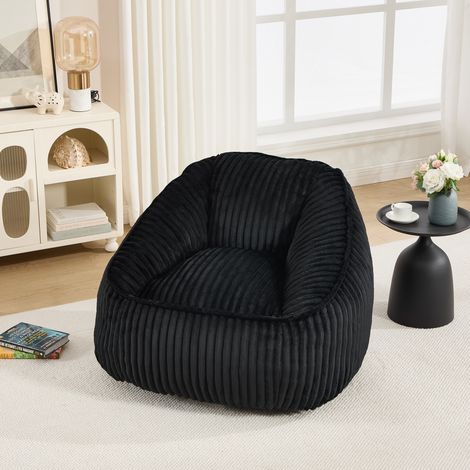 Fauteuil bean bag avec remplissage mémoire de forme, peluche bulle rayée, moelleux et confortable, canapé douillet pour salon, appartement et dortoir (1/5)