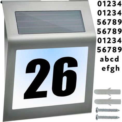 Numéro de maison avec éclairage LED à cellules solaires-AquaForge