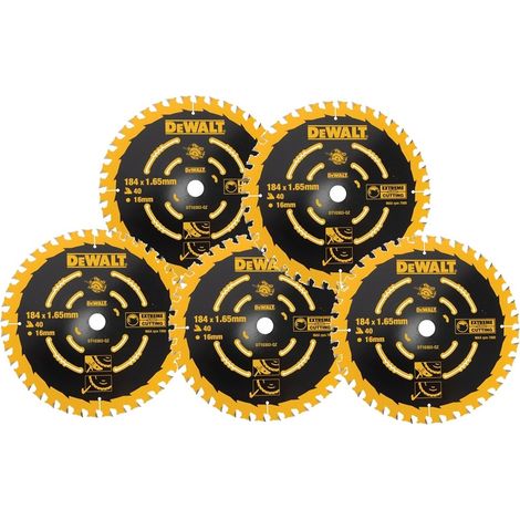 5 x Dewalt DT10303 Circular Saw Blades 184 x 16 x 40T Extreme Framing DWE560 (1/4)