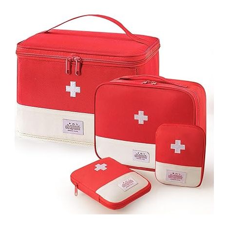 Boite Pharmacie, Set De 4 Boite Medicaments Rangement, Trousse De Secours Vade avec Compartiments, Boite a Pharmacie pour La Maison, Le Bureau, Le Voyage (1/4)