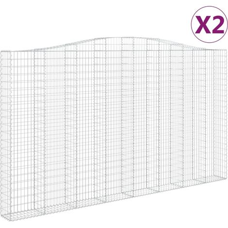 Paniers à gabions arqués 2 pcs  Mur en gabion 400x30x220/240 cm Fer galvanisé