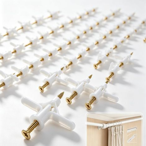 Sollbry 100 Pièces Fixations pour Plaques Plâtre , Fixations Murales Creuses, Cheville Brique Creuse Forme Papillon, Cheville Parpaing Creux Forme D'Avion (1/5)