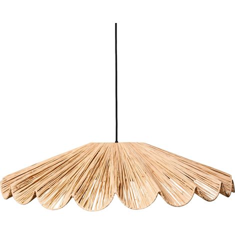 Lampe Suspendue Bohème Abat-Jour Rotin Raphia Fait Main Plafonnier Naturel Sabogal