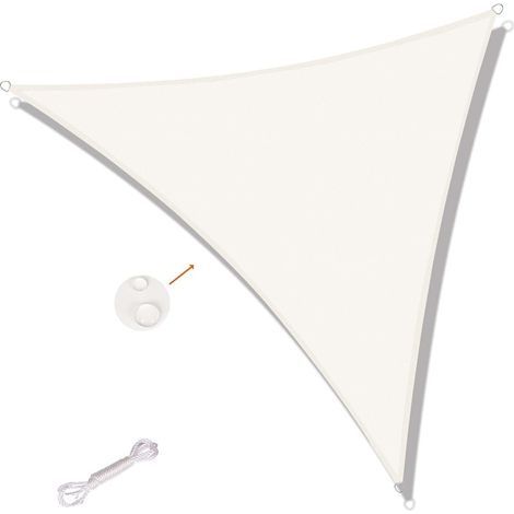 Voile d'ombrage Triangulaire 5x5x5m Imperméable Anti UV pour Jardin Terrasse Balcon, Blanc (1/5)