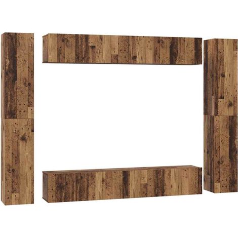 Maison Exclusive - TV-Schrankset Wandmontiert 10 pcs Altholz Holz