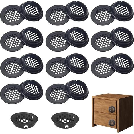 24 Pack 35mm Black Round Air Vent Grille Air Vent Hole Stainless Steel Kitchen Bathroom Cabinet Bookcase Cabinet Wine Cabinet (1/5)