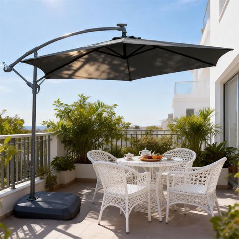 Abrihome 2.35m Patio Umbrella – UV Protective Polyester Fabric for Garden & Outdoor Shading, Grey