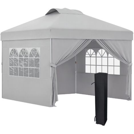 Tonnelle barnum pop-up pliante 3 x 3 hauteur réglable parois latérales aérations fenêtres sac de transport à roulettes (1/5)