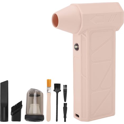 Ventilateur Super Turbo Campin portable, nettoyeur de poussière, souffleur de neige et d'eau pour voiture et barbecue, rechargeable, 130 000 tr/min, rose (1/5)