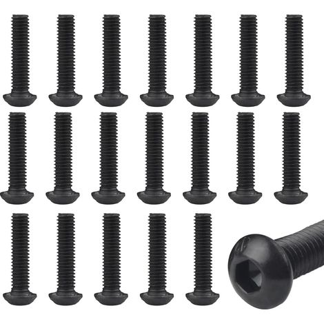 M6x20 Vis de Serrure Boulons à Six Pans Creux Acier Inoxydable A2 V2A Métaux pour Les Connexions Mécaniques, mini vis Vis à Tête Bombée avec Bride, Pas facile de glisser les dents, Noir, 20 Pcs (1/5)