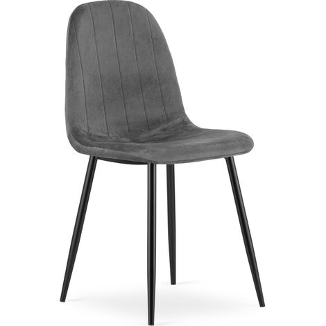 Sedia Padva in velluto grigio scuro con gambe nere (1/5)
