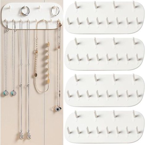 Portagioie a 48 fori, adatto per riporre collane, orecchini e bracciali - Organizzatore di gioielli da parete - Bianco (1/5)