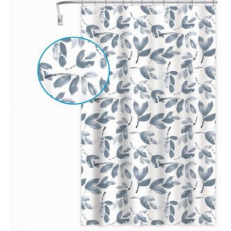 Cleafe - Tenda Per Doccia Vasca Bagno Con 12 Ganci Motivo Rametti Foglie 180x200 Cm 87577 - (1/2)