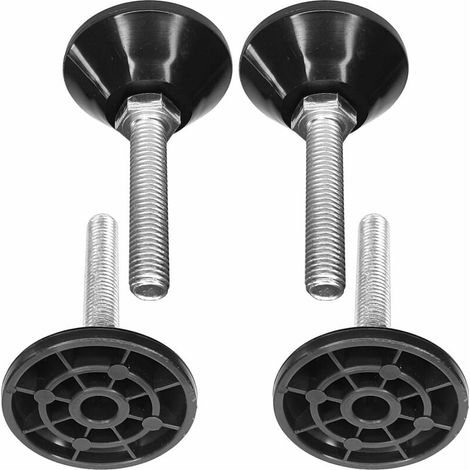 – Lot de 4 vérins réglables M12 – Longueur 40mm – Charge max 650kg – Acier zingué et plastique – Pour stabilisation de meubles (1/3)
