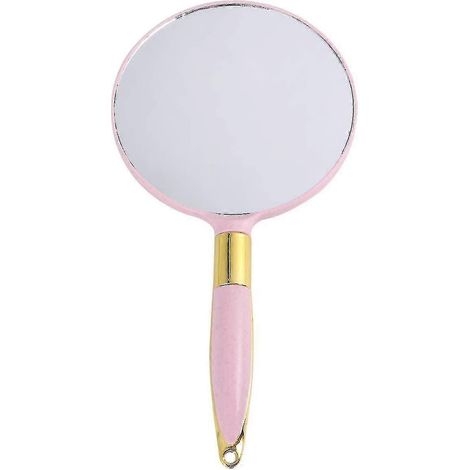 Miroir à main rond avec poignée, style vintage, accessoire de maquillage (rose), 1 pièce