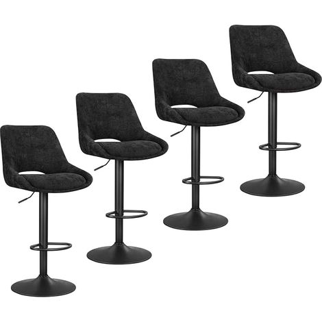 WOLTU 4x Barhocker, 360° Drehbar Barstuhl mit Rückenlehne Fußstütze, Bistrohocker höhenverstellbar, für Hausbar Küche, Schwarz (1/5)
