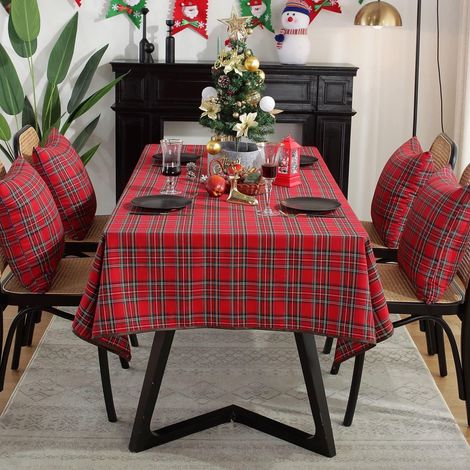 Weihnachts-Tischdecke rot kariert 140x180 cm rechteckig für Esstisch