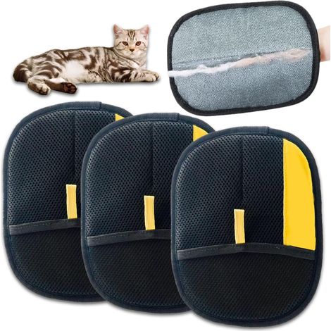 Gants de Toilettage Double Face pour Animaux, 3 Pcs Double Face gants de toilettage polyvalents, Static Removal Gloves for Pet Hair, Gants de Toilettage pour Chiens Et Chats À Poils Longs Et Courts