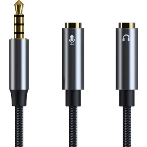 3.5mm Male to Dual 3.5mm Female Audio Splitter Cable, Headset Adapter Compatible with Gaming Headsets, Phones, PCs, Tablets, 30cm (1/5)