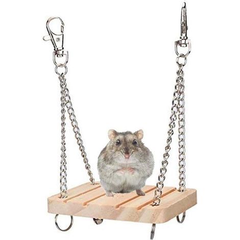 Lit suspendu en bois pour hamster, avec jouets, pour petits animaux.