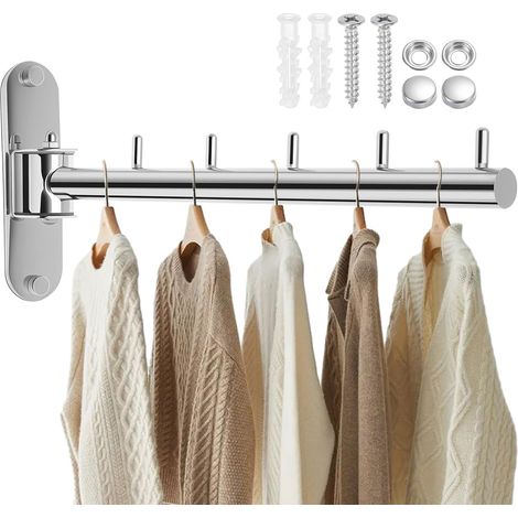 Porte-Vêtements Cintre Mural Étendoir Pliable en Acier Inoxydable (1/5)
