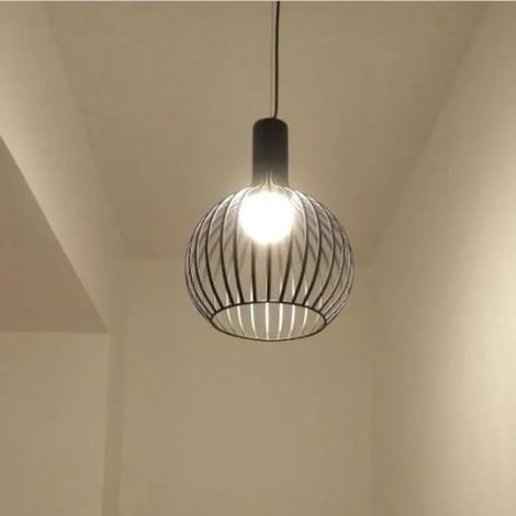 Lustre Suspension Noir en Fer Moderne Suspension Cage Metal Industrielle pour Chambre Salon (1/4)