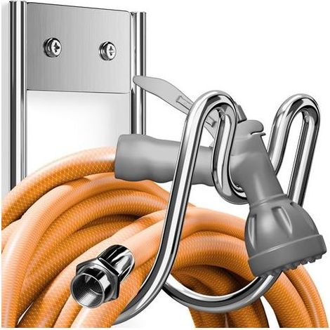 Support mural pour tuyau d'arrosage en acier inoxydable 304 - Compatible avec les tuyaux d'arrosage, de rallonge électrique et d'aspirateur 1 pièce (1/5)