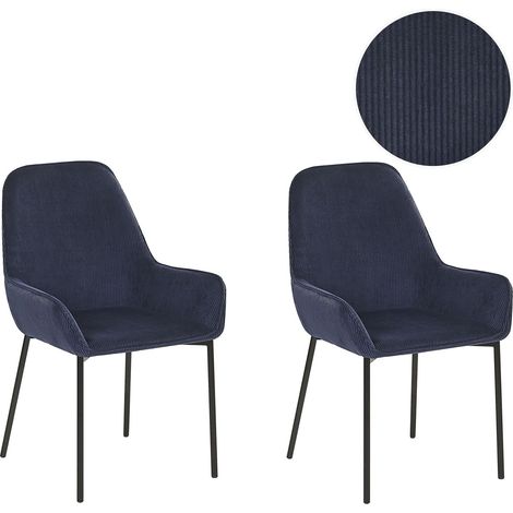 Esszimmerstuhl 2er Set LOVERNA Cord Dunkelblau