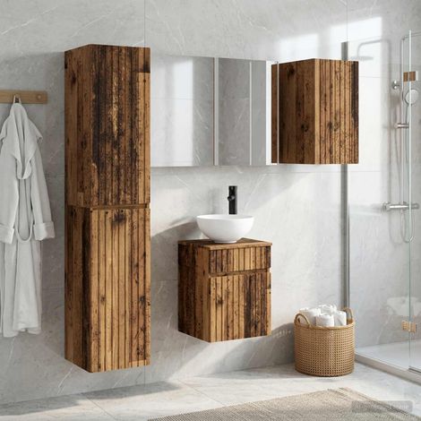 vidaXL Bathroom Cabinet Set 5 pcs Old Wood Engineered Wood (1/5)