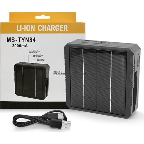 Chargeur solaire intelligent 18650 pour batterie au lithium, chargeur d'extérieur multifonction à quatre emplacements de type C (1/5)