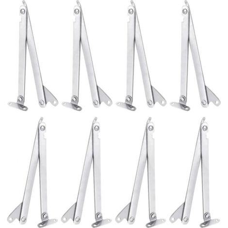 8 Pièces Charniere Porte Placard Pliante, Charnière de Support de Couvercle Pliable en Acier Inoxydable, Pour Table Pliante Murale, Porte Placard (Argent) (1/5)