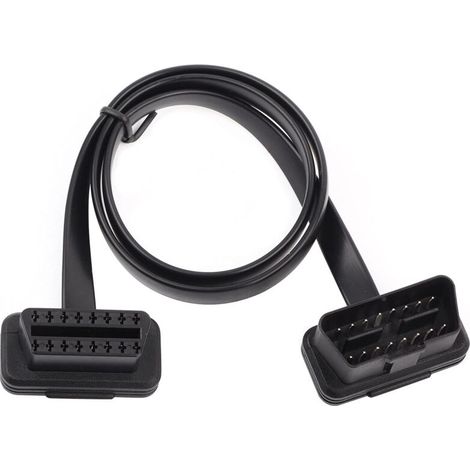 Câble d'Extension On-Board Diagnostics2, 16 Broches Mâle à Femelle Câble de Rallonge Connecteur On-Board DiagnosticsII de Profil Plat Lecteur de Code (60CM),A (1/5)