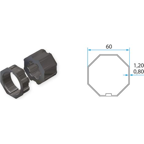 Adaptateur de tube octogonal 60 Tm45 pour Faac Automation A45050510s 132250