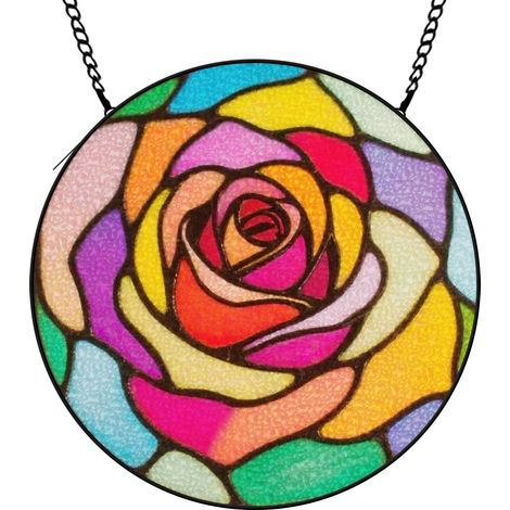 30 cmAttrape-soleil vitrail fleurs sauvages coucher de soleil, décoration jardin suspendue, cadeau maman (1/5)