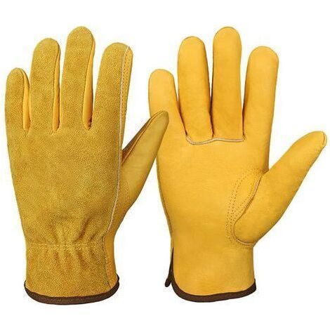 Gants de Jardinage en Cuir de Vachette - Flexibles Cuir Gants de Travail - Résistants aux Épines Gants de Jardinage Gants de Soudeur pour Homme et Femme (1/5)
