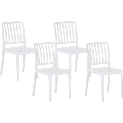 Chaises pour Extérieur et Intérieur Modernes en Plastique Empilables Blanches x4 Sersale (1/5)