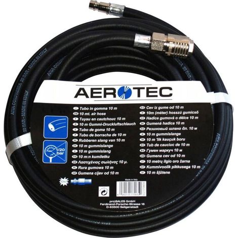 Tuyau à air comprimé 10 m – Diamètre intérieur 6 mm – Pression max 20 bar – Raccord rapide SK standard – Flexible et résistant à l'huile – (1/4)