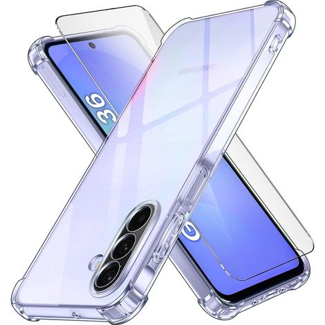 Étui pour Samsung Galaxy A36 5G, Erbord résistant aux chutes, transparent + verre (1/5)