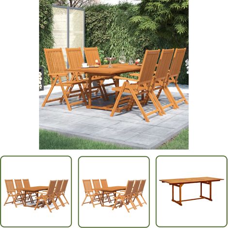 The Living Store 7-tlg. Garten-Essgruppe Massivholz Akazie - Gartenmöbel - Essgruppe - Holztisch - Gartentisch - Akazienholz (1/5)