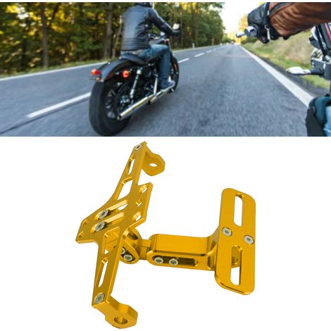 (Exclusivité Mexique) Pièces de modification pour moto, cadre de plaque d'immatriculation usiné CNC, cadre de plaque d'immatriculation en alliage d'aluminium, doré (1/5)