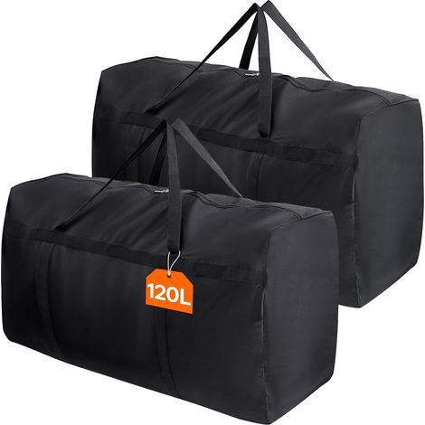 Sollbry 2pièces 120L Grand Sac Rangement Oxford,Housse Rangement Couette Robuste,Sac demenagement Pliable avec Poignées Renforcées,Rangement Vetement SousNoir (1/5)