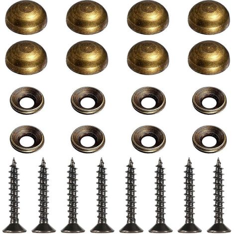Mabor 8er-Set Zierschrauben mit Kappen, Messing-Bronze, Polsternägel, selbstschneidende Schrauben für Möbel, Schränke, Spiegel, Befestigung, Reparatur, Spiegelbefestigung (1/4)